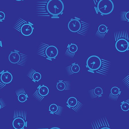 Blue Stopwatch icon isolated seamless pattern on blue background. Time timer sign. Vector Illustrationのイラスト素材