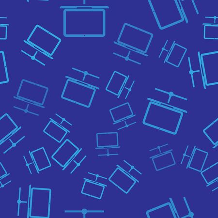 Blue Computer network icon isolated seamless pattern on blue background. Laptop network. Internet connection. Vector Illustrationのイラスト素材