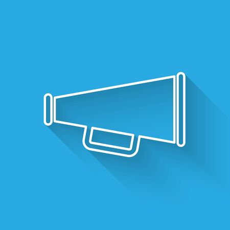 White Megaphone icon isolated with long shadow. Vector Illustrationのイラスト素材