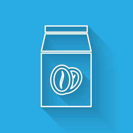 White Coffee beans in bag icon isolated with long shadow. Vector Illustrationのイラスト素材