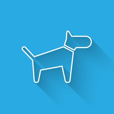 White Dog line icon isolated with long shadow. Vector Illustrationのイラスト素材
