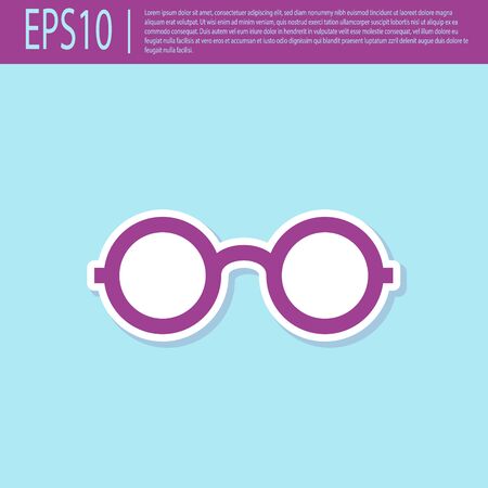 Retro purple Glasses icon isolated on turquoise background. Eyeglass frame symbol. Vector Illustrationのイラスト素材