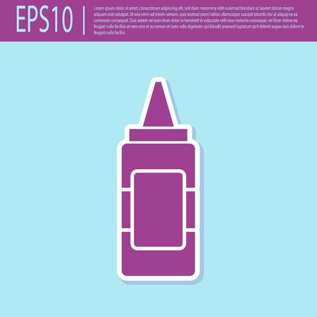 Retro purple Mustard bottle icon isolated on turquoise background. Vector Illustrationのイラスト素材