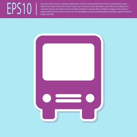 Retro purple Bus icon isolated on turquoise background. Transportation concept. Bus tour transport sign. Tourism or public vehicle symbol. Vector Illustrationのイラスト素材