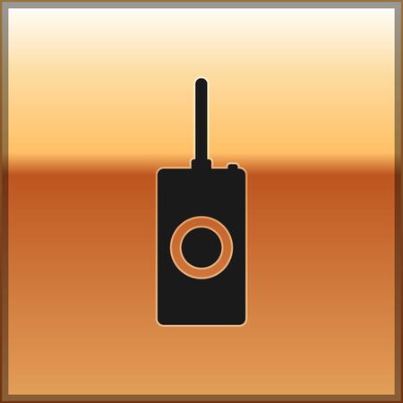 Black Remote control icon isolated on gold background. Vector Illustrationのイラスト素材