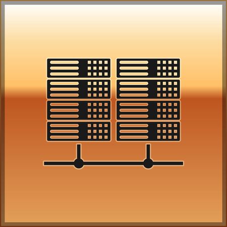 Black Server, Data, Web Hosting icon isolated on gold background. Vector Illustrationのイラスト素材