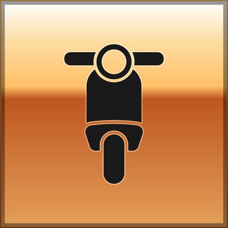 Black Scooter icon isolated on gold background. Vector Illustrationのイラスト素材