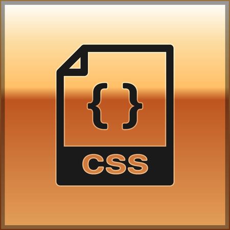 Black CSS file document icon. Download css button icon isolated on gold background. CSS file symbol. Vector Illustrationのイラスト素材