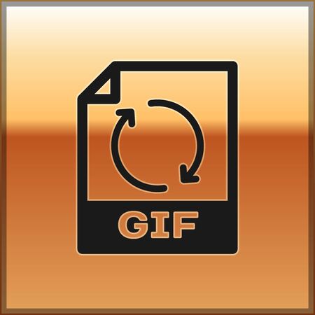 Black GIF file document icon. Download gif button icon isolated on gold background. GIF file symbol. Vector Illustrationのイラスト素材