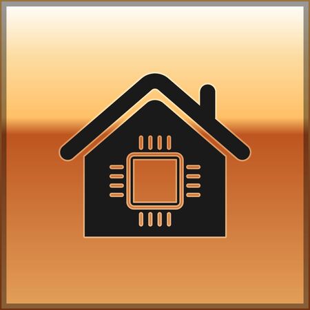 Black Smart home icon isolated on gold background. Remote control. Vector Illustrationのイラスト素材