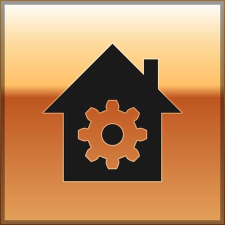 Black Smart home settings icon isolated on gold background. Remote control. Vector Illustrationのイラスト素材