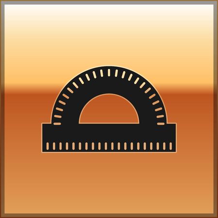 Black Protractor grid for measuring degrees icon isolated on gold background. Tilt angle meter. Measuring tool. Geometric symbol. Vector Illustrationのイラスト素材