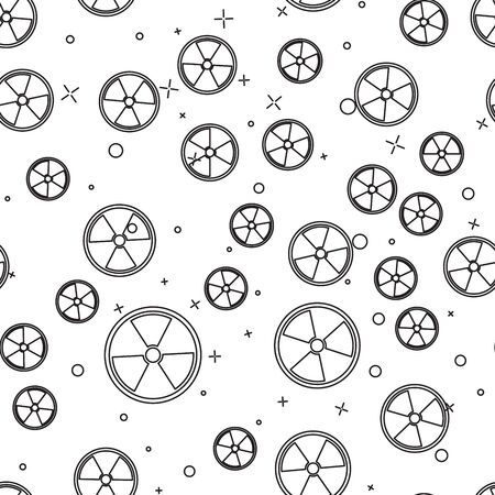 Black Radioactive icon isolated seamless pattern on white background. Radioactive toxic symbol. Radiation Hazard sign. Vector Illustrationのイラスト素材
