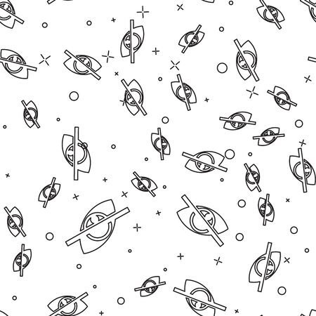 Black Invisible or hide icon isolated seamless pattern on white background. Vector Illustrationのイラスト素材