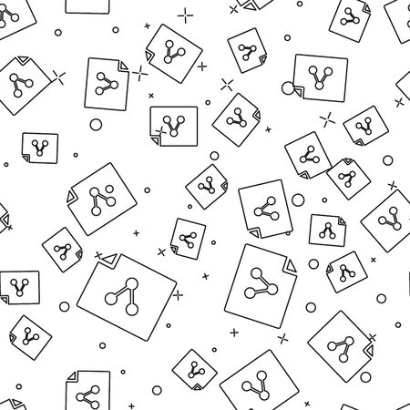 Black Share file icon isolated seamless pattern on white background. File sharing. File transfer sign. Vector Illustrationのイラスト素材