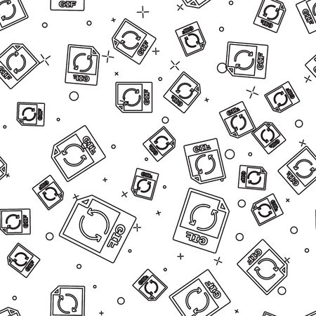 Black GIF file document icon. Download gif button icon isolated seamless pattern on white background. GIF file symbol. Vector Illustrationのイラスト素材