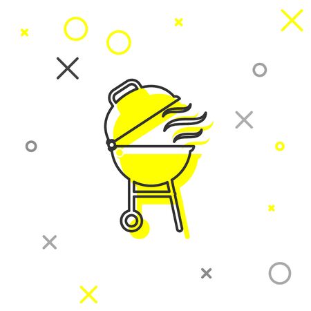Grey Barbecue grill line icon isolated on white background. BBQ grill party. Vector Illustrationのイラスト素材