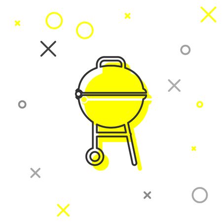 Grey Barbecue grill line icon isolated on white background. BBQ grill party. Vector Illustrationのイラスト素材
