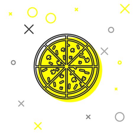 Grey Pizza line icon isolated on white background. Vector Illustrationのイラスト素材