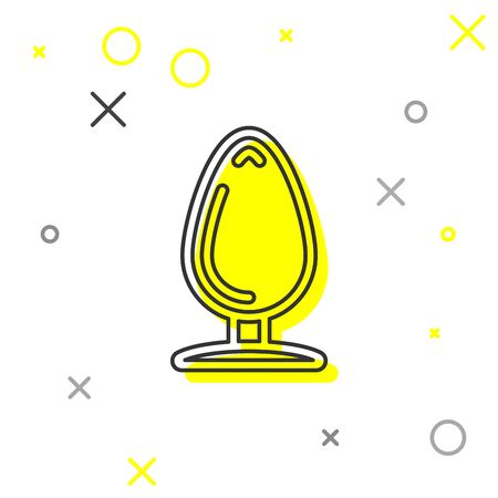 Grey line Anal plug icon isolated on white background. Butt plug sign. Fetish accessory. Sex toy for men and woman. Vector Illustrationのイラスト素材