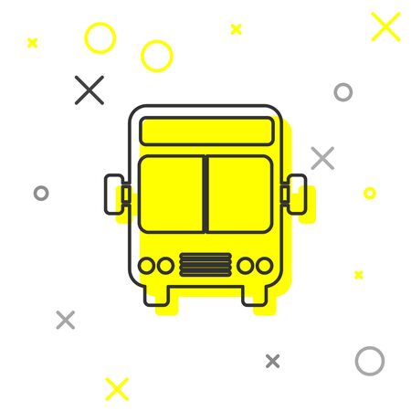 Grey line Bus icon isolated on white background. Transportation concept. Bus tour transport sign. Tourism or public vehicle symbol. Vector Illustrationのイラスト素材