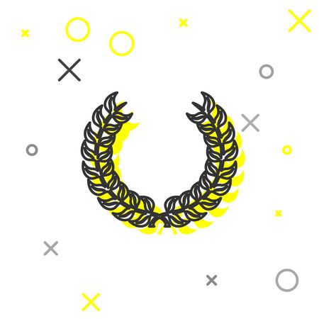 Grey line Laurel wreath icon isolated on white background. Triumph symbol. Vector Illustrationのイラスト素材