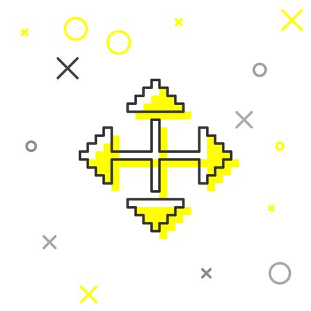 Grey line Pixel arrows in four directions icon isolated on white background. Cursor move sign. Vector Illustrationのイラスト素材