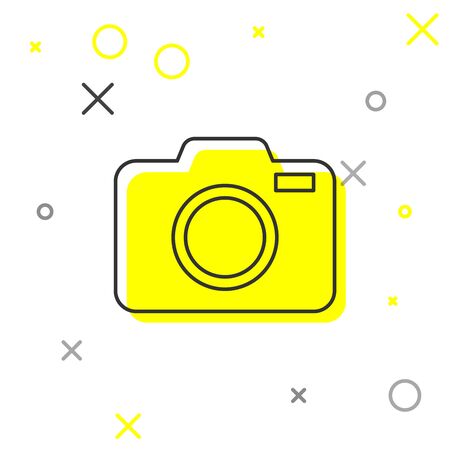 Grey Photo camera line icon isolated on white background. Foto camera icon. Vector Illustrationのイラスト素材