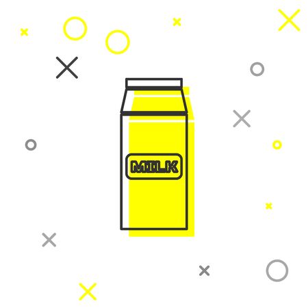 Grey Paper package for milk line icon isolated on white background. Milk packet sign. Vector Illustrationのイラスト素材