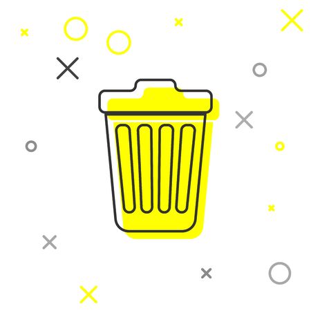 Grey Trash can line icon isolated on white background. Garbage bin sign. Vector Illustrationのイラスト素材