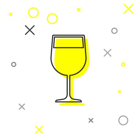 Grey Wine glass line icon isolated on white background. Wineglass icon. Goblet symbol. Glassware sign. Vector Illustrationのイラスト素材