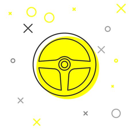 Grey Steering wheel line icon isolated on white background. Car wheel icon. Vector Illustrationのイラスト素材