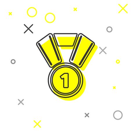 Grey Medal line icon isolated on white background. Winner symbol. Vector Illustrationのイラスト素材