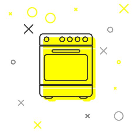 Grey Oven line icon isolated on white background. Stove gas oven sign. Vector Illustrationのイラスト素材