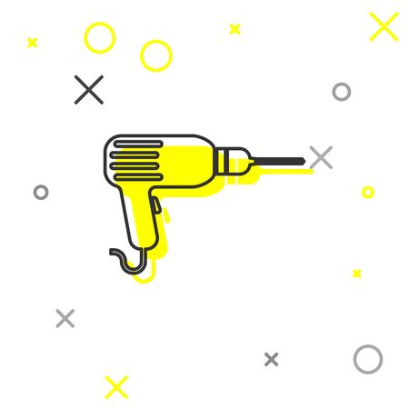 Grey Drill machine line icon isolated on white background. Vector Illustrationのイラスト素材