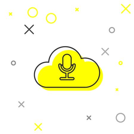 Grey Music streaming service line icon isolated on white background. Sound cloud computing, online media streaming, online song, audio wave. Vector Illustrationのイラスト素材