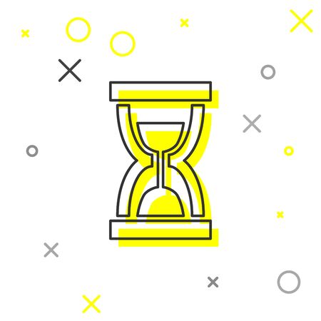 Grey Old hourglass with flowing sand line icon isolated on white background. Sand clock sign. Business and time management concept. Vector Illustrationのイラスト素材