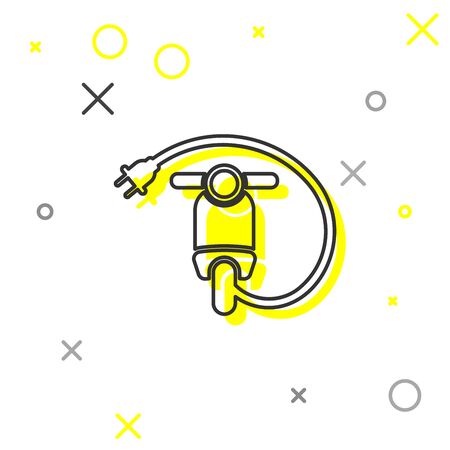 Grey Electric scooter line icon isolated on white background. Vector Illustrationのイラスト素材