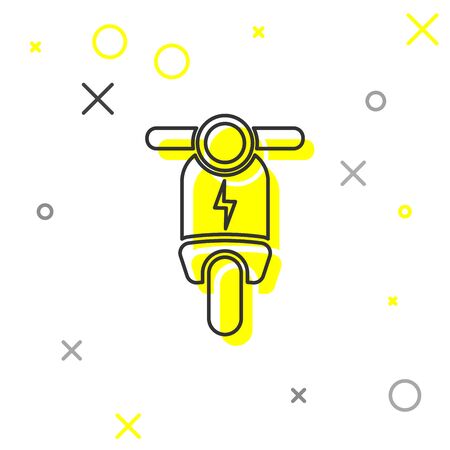 Grey Electric scooter line icon isolated on white background. Vector Illustrationのイラスト素材