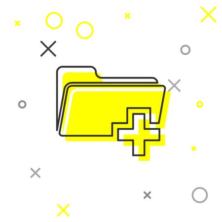 Grey Add new folder line icon isolated on white background. New folder file sign. Copy document icon. Add attach create folder make new plus icon. Vector Illustrationのイラスト素材