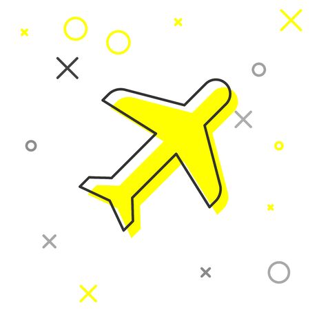 Grey Plane line icon isolated on white background. Flying airplane icon. Airliner sign. Vector Illustrationのイラスト素材