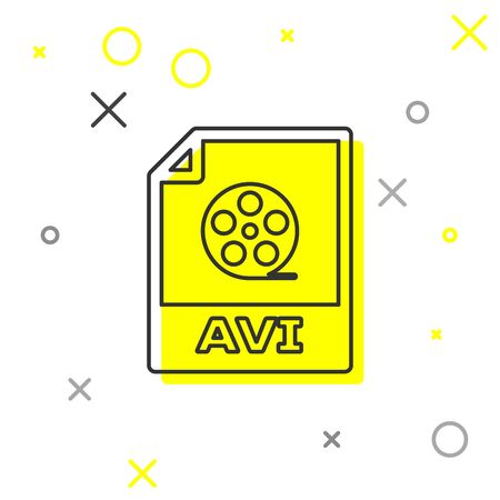 Grey AVI file document icon. Download avi button line icon isolated on white background. AVI file symbol. Vector Illustrationのイラスト素材