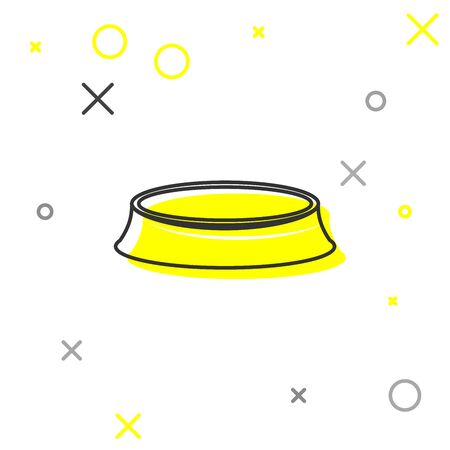 Grey Pet food bowl for cat or dog line icon isolated on white background. Vector Illustrationのイラスト素材