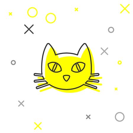 Grey Cat line icon isolated on white background. Vector Illustrationのイラスト素材