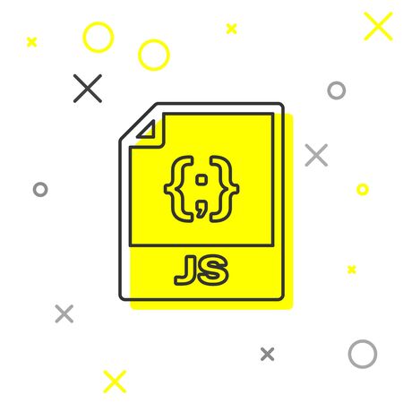 Grey JS file document icon. Download js button line icon isolated on white background. JS file symbol. Vector Illustrationのイラスト素材