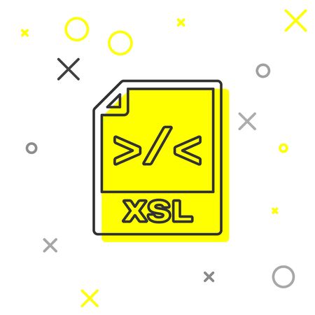 Grey XSL file document icon. Download xsl button line icon isolated on white background. Excel file symbol. Vector Illustrationのイラスト素材