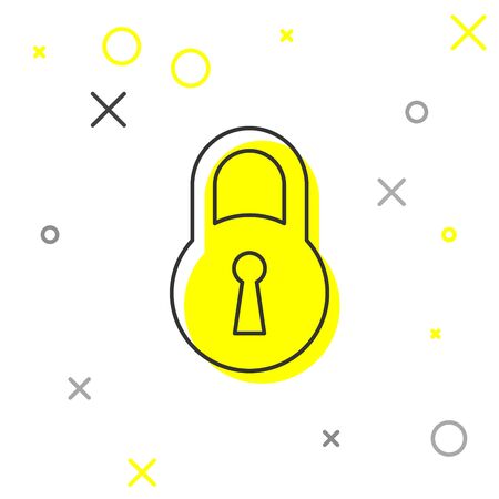 Grey Lock line icon isolated on white background. Padlock sign. Security, safety, protection, privacy concept. Vector Illustrationのイラスト素材