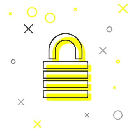 Grey Lock line icon isolated on white background. Padlock sign. Security, safety, protection, privacy concept. Vector Illustrationのイラスト素材