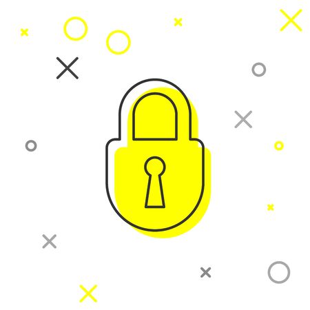 Grey Lock line icon isolated on white background. Padlock sign. Security, safety, protection, privacy concept. Vector Illustrationのイラスト素材