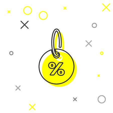 Grey Discount percent tag line icon isolated on white background. Shopping tag sign. Special offer sign. Discount coupons symbol. Vector Illustrationのイラスト素材